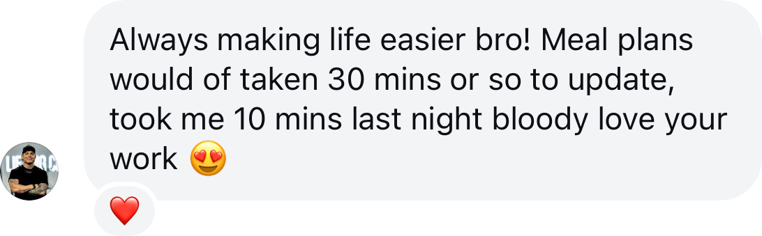 Coach testimonial: always making life easier bro meal