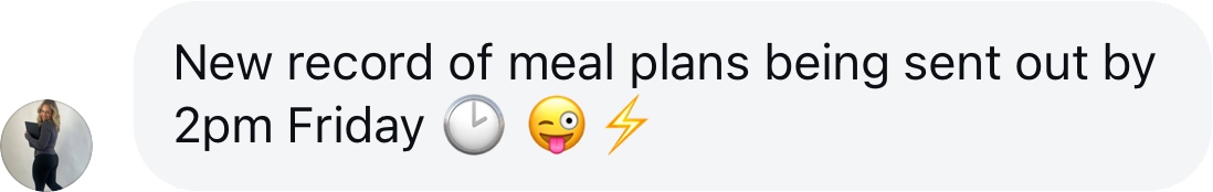 Coach testimonial: new record meal plans being sent