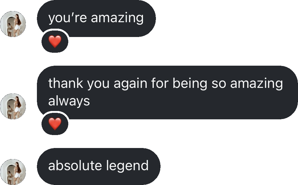 Coach testimonial: re amazing thank again being amazing