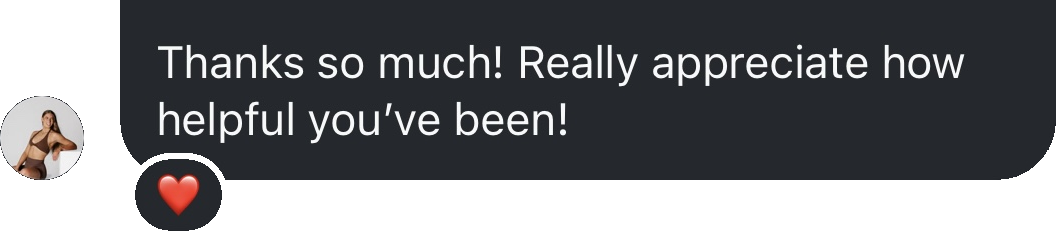 Coach testimonial: thanks really appreciate how helpful ve