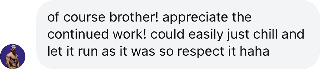 Coach DM: Appreciate the continued work